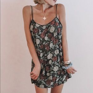 Burnout Velvet Rose Slip Dress